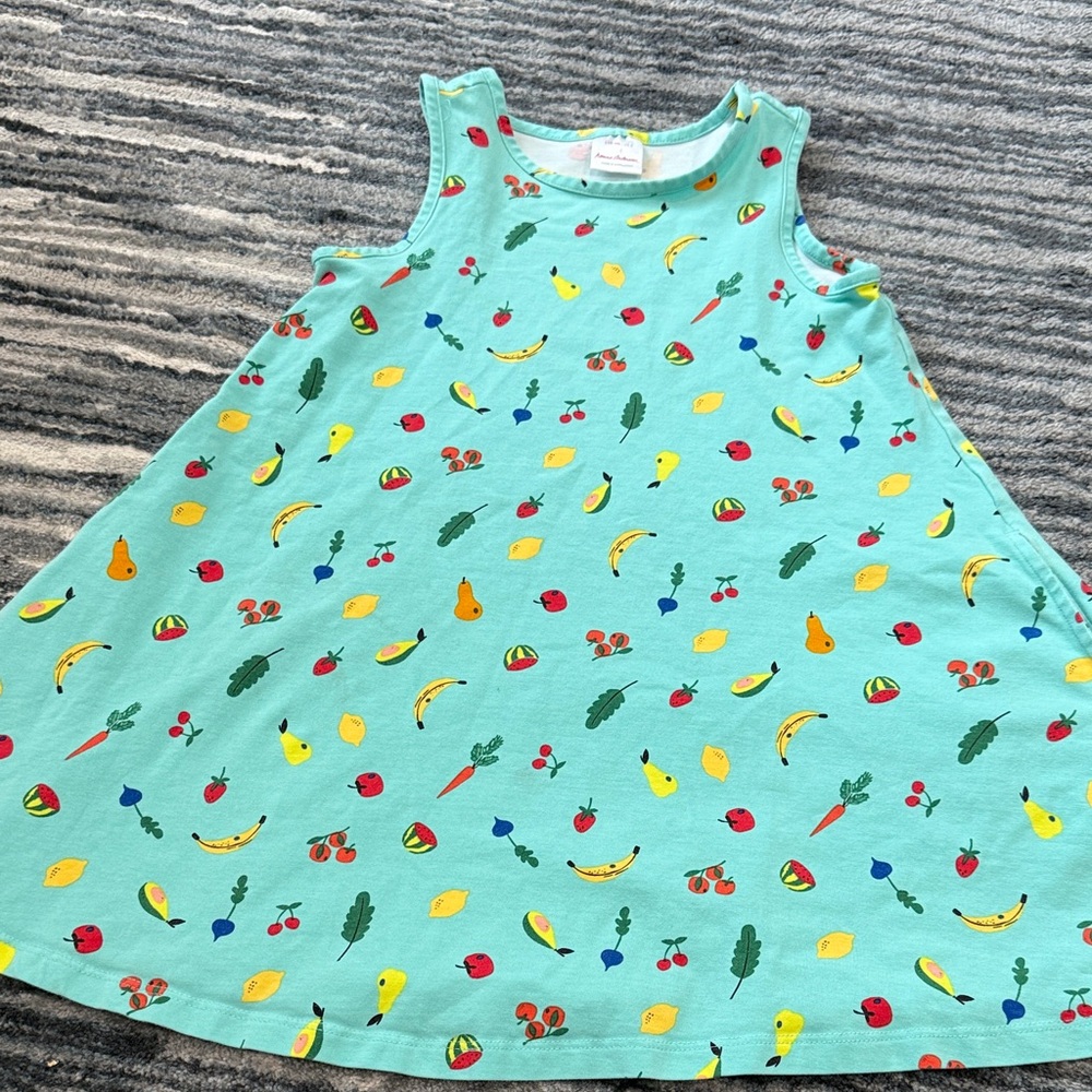 Hanna Andersson Teal Dress with Fruit Motif